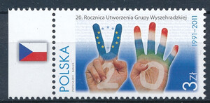 4357 flaga Czech lewy margines czysty ** 20 rocznica utworzenia grupy wyszehradzkiej