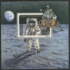 Znaczek Pocztowy. 3062 Blok 138 B czyste** 20 rocznica pierwszego lądowania na Księżycu 