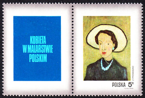 1969 przywieszka z lewej strony czyste** Dzień Znaczka - kobieta w malarstwie polskim