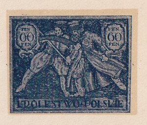 078 Projekt konkursowy barwa niebieska- J. Sosnkowski, B. Pniewski Polskie Marki Pocztowe 1918 rok