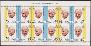 2951-2952 Arkusik typ I b czysty** III wizyta papieża Jana Pawła II w Polsce