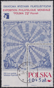 2047 Blok 90 B1+B2 kasowany 500 rocznica urodzin Mikołaja Kopernika