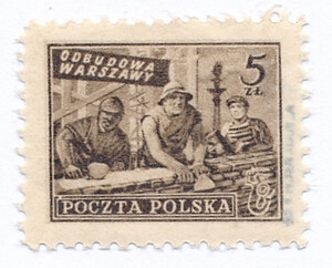 0513 b jasnobrązowy papier średni jednolity ZL 11¼:10¾ gwarancja czysty** Wydanie na odbudowę Warszawy