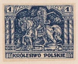 117 Projekt konkursowy barwa niebieska- Antoni Dzierzbicki Polskie Marki Pocztowe 1918 rok