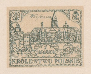 032 Projekt konkursowy barwa zielona CENZURA- Ludwik Gardowski Polskie Marki Pocztowe 1918 rok