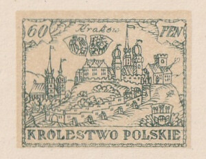 033 Projekt konkursowy barwa zielona CENZURA- Ludwik Gardowski Polskie Marki Pocztowe 1918 rok