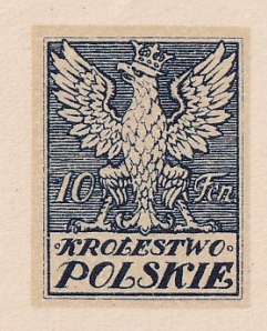 035 Projekt konkursowy barwa niebieska- M. Bystydzieński Polskie Marki Pocztowe 1918 rok