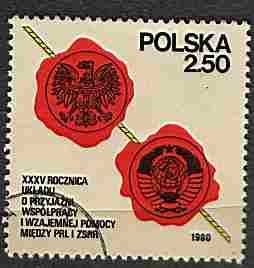Znaczek Polski. 2533 kasowany** XXXV rocznica układu PRL-ZSRR
