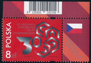 5125 flaga Czech na marginesie czyste** 30 rocznica utworzenia Grupy Wyszehradzkiej