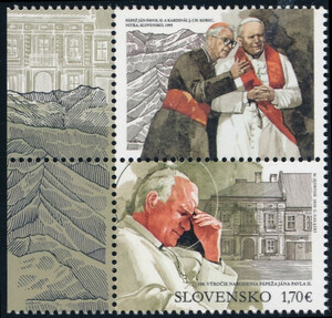 Słowacja Mi.0896 przywieszka nad znaczkiem czysty** 100 rocznica urodzin Świętego Jana Pawła II wydanie wspólne