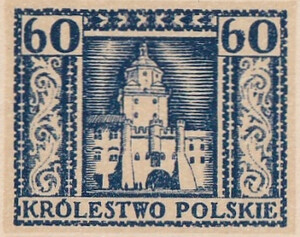 111 Projekt konkursowy barwa niebieska- Jan Ogórkiewicz Polskie Marki Pocztowe 1918 rok