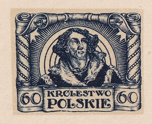 037 Projekt konkursowy barwa niebieska- M. Bystydzieński Polskie Marki Pocztowe 1918 rok