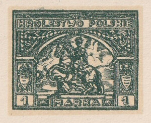 130 Projekt konkursowy barwa zielona- Antoni Dzierzbicki Polskie Marki Pocztowe 1918 rok