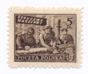 0513 a ciemnobrązowy papier średni jednolity ZL 11¼:12 gwarancja czysty**  Wydanie na odbudowę Warszawy