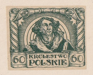 037 Projekt konkursowy barwa zielona- M. Bystydzieński Polskie Marki Pocztowe 1918 rok