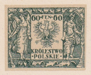 068 Projekt konkursowy barwa zielona- Adam Knauf Polskie Marki Pocztowe 1918 rok