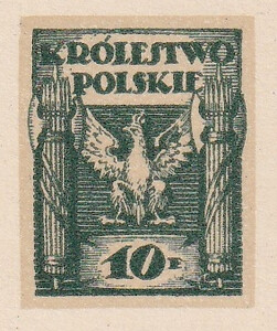 004 Projekt konkursowy barwa zielona- Edmund Bartłomiejczyk Polskie Marki Pocztowe 1918 rok
