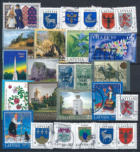 Łotwa zestaw znaczków kasowanych