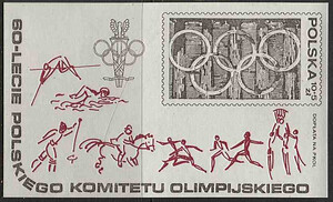2469 Blok 105 czyste** 60-lecie Polskiego Komitetu Olimpijskiego