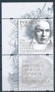 5118 przywieszka pod znaczkiem czysty** 250 rocznica urodzin Ludwiga van Beethovena