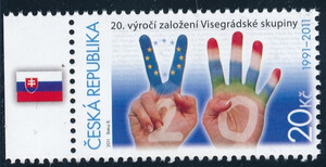 Czechy Mi 0672 flaga Słowacja lewy margines czysty**