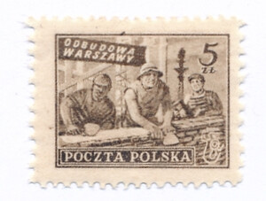 0513 b jasnobrązowy papier średni jednolity ZL 12¾:10¾ gwarancja czysty**  Wydanie na odbudowę Warszawy