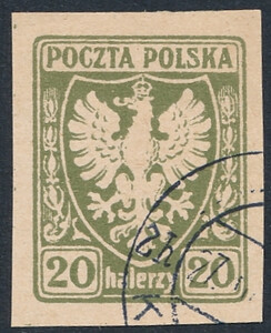 0061 kasowany Orzeł na tarczy heraldycznej
