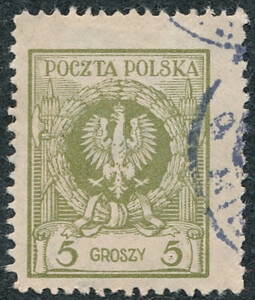0185 a oliwkowy kasowany Orzeł w wieńcu