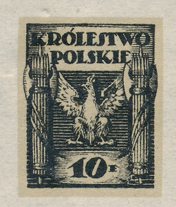004 Projekt konkursowy barwa czarna- Edmund Bartłomiejczyk Polskie Marki Pocztowe 1918 rok