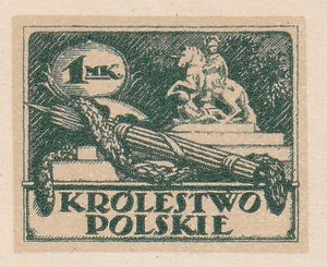 003 Projekt konkursowy barwa zielona- Edmund Bartłomiejczyk Polskie Marki Pocztowe 1918 rok