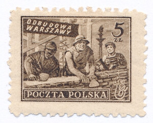 0513 a ciemnobrązowy papier cienki ZL 10¾:11¼ gwarancja czysty** Wydanie na odbudowę Warszawy