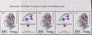 3056 nazwa emisji pasek czysty** Światowa Wystawa Filatelistyczna "Philexfrance '89"