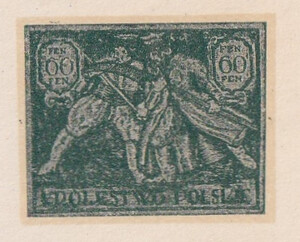 078 Projekt konkursowy barwa zielona- J. Sosnkowski, B. Pniewski Polskie Marki Pocztowe 1918 rok