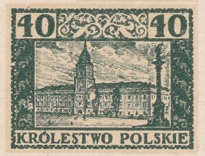 109 Projekt konkursowy barwa zielona- Jan Ogórkiewicz Polskie Marki Pocztowe 1918 rok