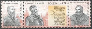 4227-4229 pasek czysty** 450 lat Poczty Polskiej