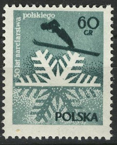 852 a papier średni guma biała czysty** 50-lecie narciarstwa polskiego