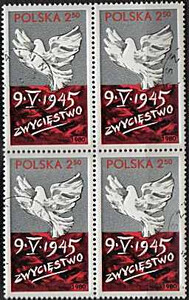 Znaczki Polskie. 2536 w czwórce kasowane** 35 rocznica zwycięstwa nad faszyzmem