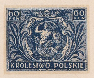 115 Projekt konkursowy barwa niebieska- Antoni Dzierzbicki Polskie Marki Pocztowe 1918 rok