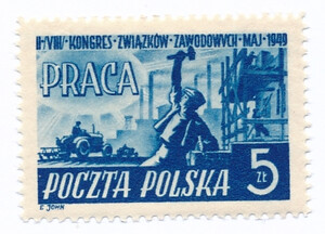 493 ZL 11¼ guma żółtawa czysty** VIII Kongres Związków Zawodowych