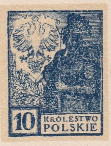 052 Projekt konkursowy barwa niebieska- Jan Ogórkiewicz Polskie Marki Pocztowe 1918 rok