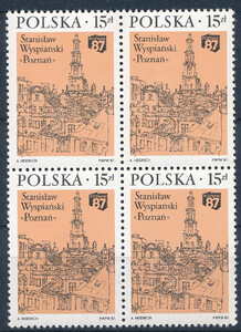 Znaczki Pocztowe. 2957 czwórka czysta** XV Ogólnopolska Wystawa Filatelistyczna "Poznań '87"