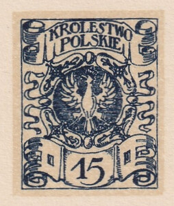 062 Projekt konkursowy barwa niebieska- Ludwik Sokołowski Polskie Marki Pocztowe 1918 rok