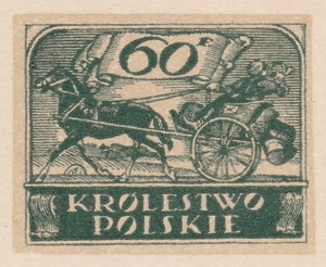 014 Projekt konkursowy barwa zielona- Edmund Bartłomiejczyk Polskie Marki Pocztowe 1918 rok