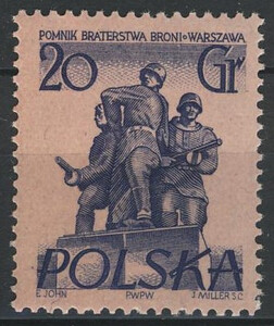 764 b papier biały średni gładki guma bezbarwna ząbkowanie 12½:12¾ czysty** Pomniki Warszawy