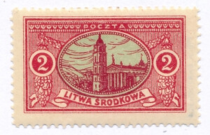 Litwa Środkowa 35 B w papier średni gładki gwarancja czyste** Różne rysunki