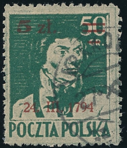 361 c ciemnozielony kasowany 151 rocznica Powstania Kościuszkowskiego