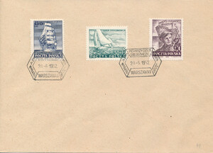 FDC 0616-618 B1 plama na czapce Dzień Stoczniowca