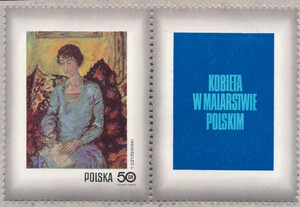 1964 przywieszka z prawej strony czyste** Dzień Znaczka - kobieta w malarstwie polskim
