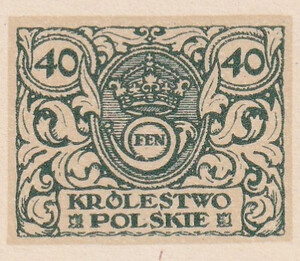 074 Projekt konkursowy barwa zielona- Józef Tom Polskie Marki Pocztowe 1918 rok