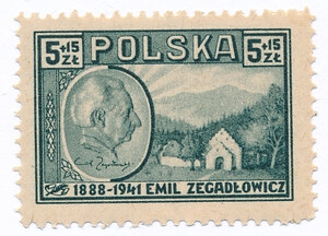  0419 a papier szary średni guma żółta ząbkowanie 10¾ czysty** Emil Zegadłowicz